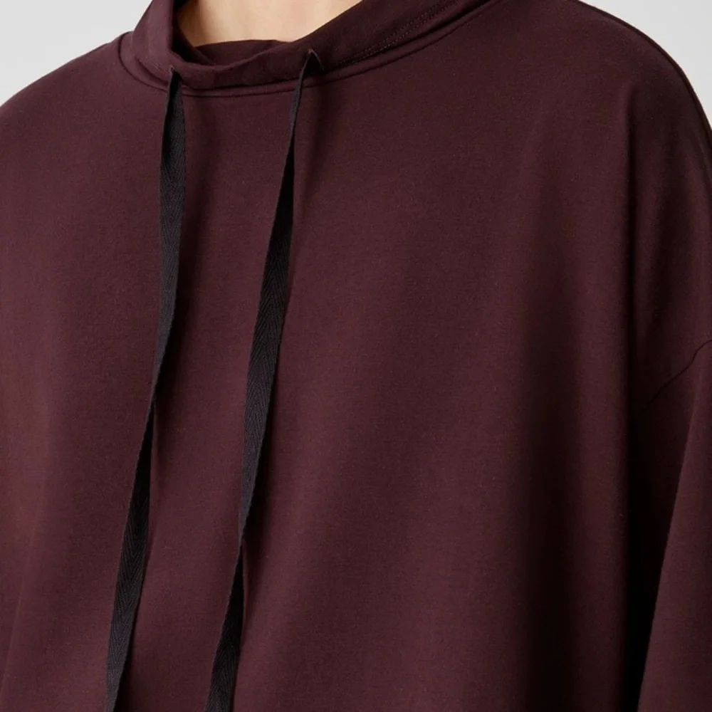 Traceable Organic Cotton Jersey Funnel Neck Box-Top Boxy Fit, Short Length SZ L - Picture 4 of 12
